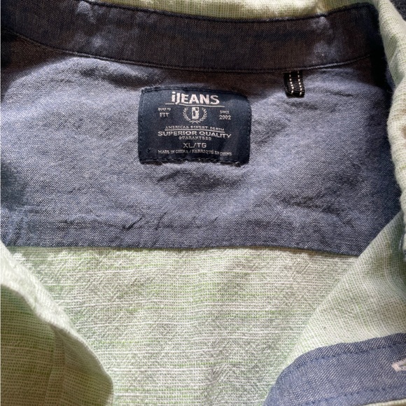 IJeans Men’s Green Cotton Short Sleeve Button Down Shirt Size XL - Picture 6 of 10